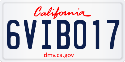 CA license plate 6VIB017