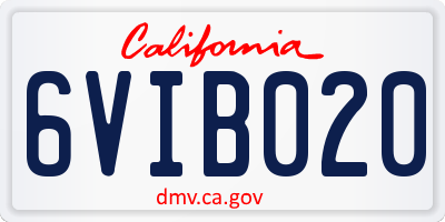 CA license plate 6VIB020