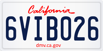 CA license plate 6VIB026