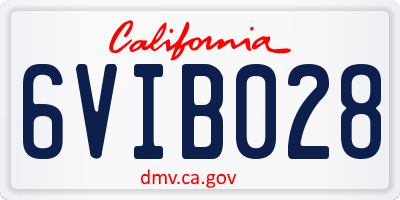 CA license plate 6VIB028