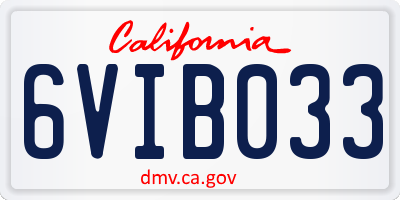 CA license plate 6VIB033