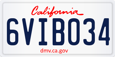 CA license plate 6VIB034