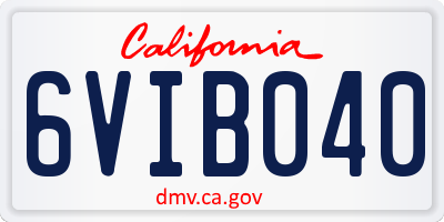 CA license plate 6VIB040