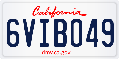 CA license plate 6VIB049