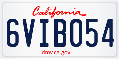 CA license plate 6VIB054