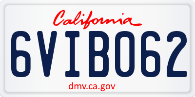 CA license plate 6VIB062
