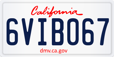CA license plate 6VIB067