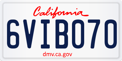 CA license plate 6VIB070