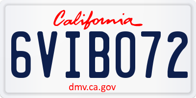 CA license plate 6VIB072