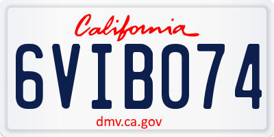 CA license plate 6VIB074