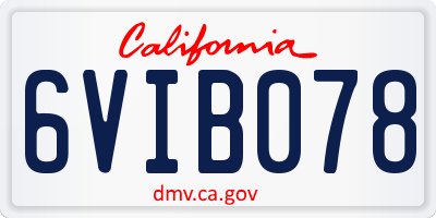 CA license plate 6VIB078