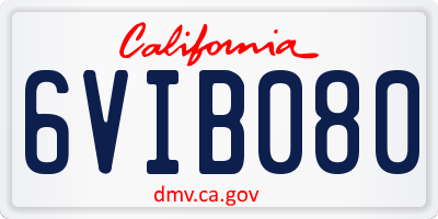 CA license plate 6VIB080