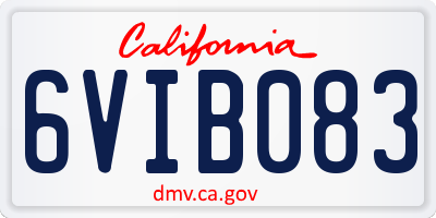 CA license plate 6VIB083