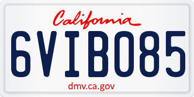 CA license plate 6VIB085