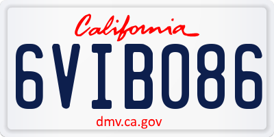 CA license plate 6VIB086