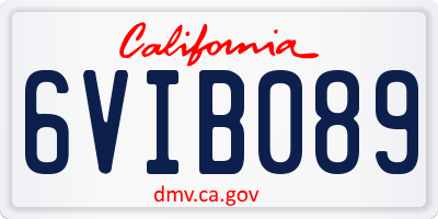 CA license plate 6VIB089