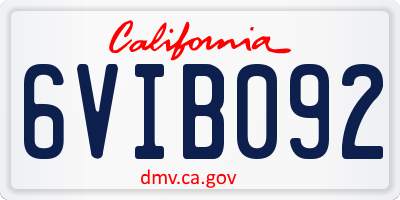 CA license plate 6VIB092
