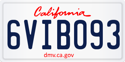 CA license plate 6VIB093