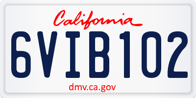 CA license plate 6VIB102
