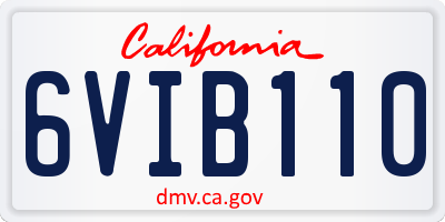 CA license plate 6VIB110