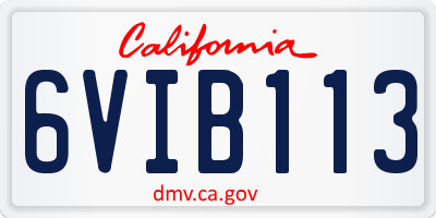 CA license plate 6VIB113
