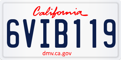 CA license plate 6VIB119