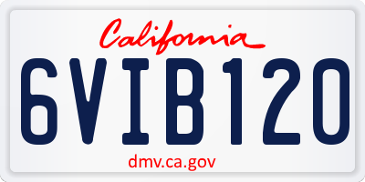 CA license plate 6VIB120