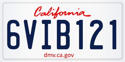 CA license plate 6VIB121