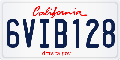 CA license plate 6VIB128