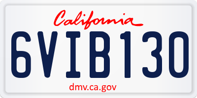 CA license plate 6VIB130
