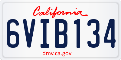 CA license plate 6VIB134