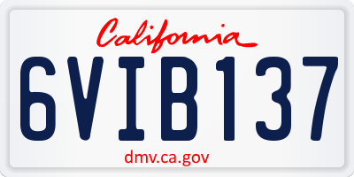 CA license plate 6VIB137