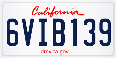 CA license plate 6VIB139