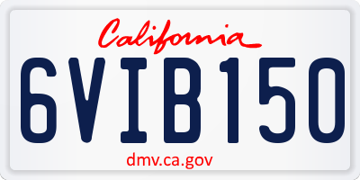 CA license plate 6VIB150