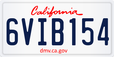 CA license plate 6VIB154