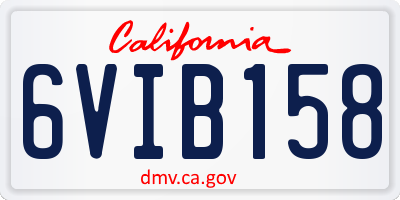 CA license plate 6VIB158