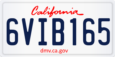 CA license plate 6VIB165