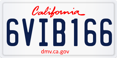 CA license plate 6VIB166