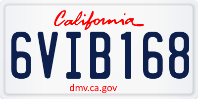CA license plate 6VIB168