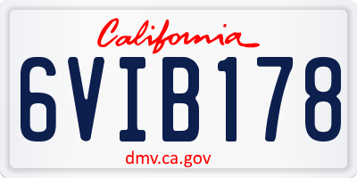 CA license plate 6VIB178
