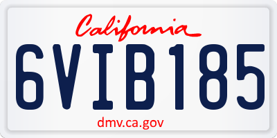 CA license plate 6VIB185