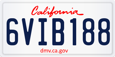 CA license plate 6VIB188