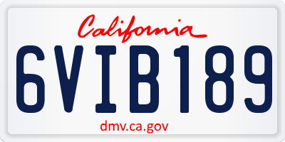 CA license plate 6VIB189
