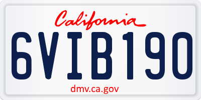 CA license plate 6VIB190