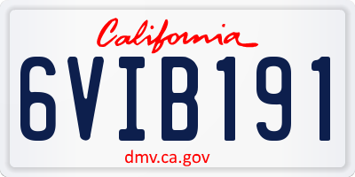 CA license plate 6VIB191