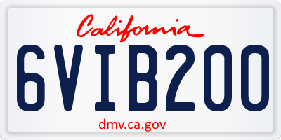 CA license plate 6VIB200