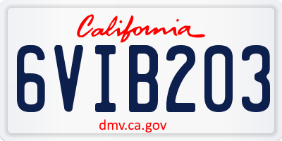 CA license plate 6VIB203