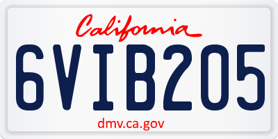 CA license plate 6VIB205