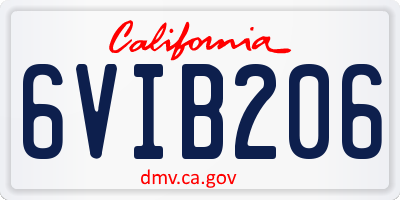 CA license plate 6VIB206