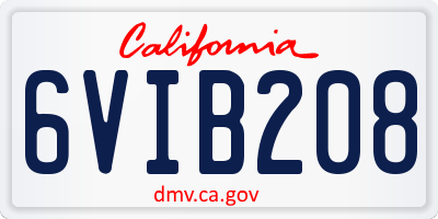 CA license plate 6VIB208